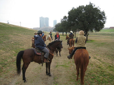 Horseback riders on Trinity Trail Fort Worth, Texas