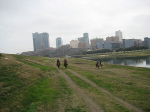 Horseback riders on Trinity Trail Fort Worth, Texas