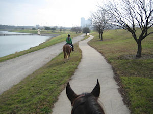 Horseback riders on Trinity Trail Fort Worth, Texas